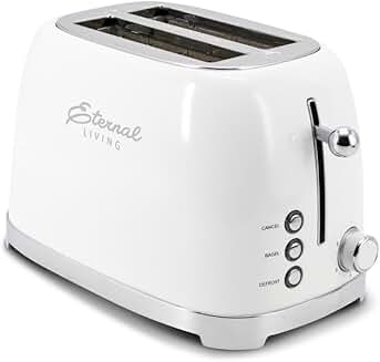 Vintage stainless steel 2-slice toaster with wide slots and 6 shade settings