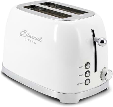 Vintage stainless steel 2-slice toaster with wide slots and 6 shade settings