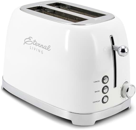 Vintage stainless steel 2-slice toaster with wide slots and 6 shade settings