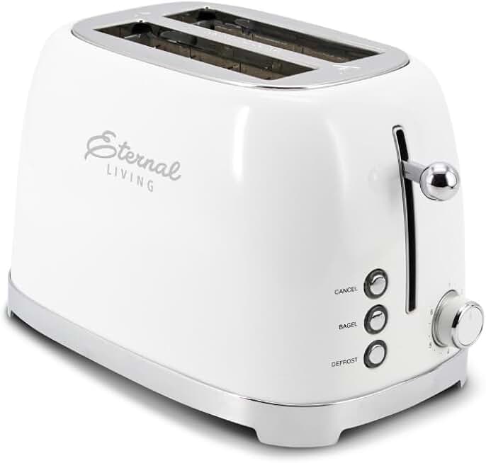 Vintage stainless steel 2-slice toaster with wide slots and 6 shade settings