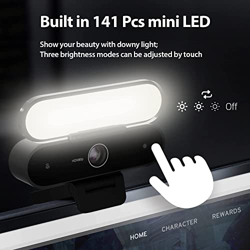 Studio SE Full HD 1080P Webcam with Microphone & Speakers, Computer Camera with Fill Light & Privacy Protection, Webcam Supports Clear Stereo Audio, HD Light Correction