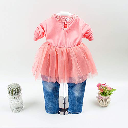 Baby&Little Girls Outfits 3pcs Sets Denim Jacket Long Sleeve Lace Skirt and Jeans (6-12M, Orange)