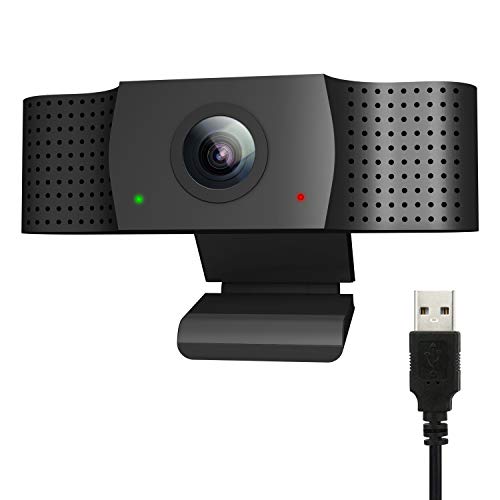Webcam with Microphone, 1080P HD PC Webcam with USB Plug & Play Desktop Laptop Live Streaming Camera for Video Calling Recording Video Conference Online Teaching Business Meeting