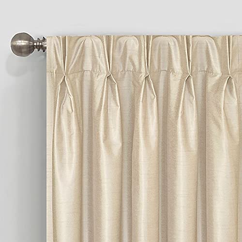 Platinum Pinch Pleat 84-Inch Back Tab Blackout Window Curtain Panel in Champagne
