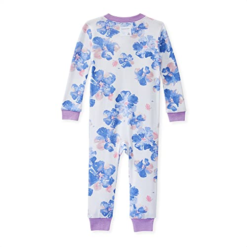 Girls' Pajamas, Zip Front Non-Slip Footed Sleeper Pjs, 100%  Cotton, Sunny Wildflower, 12 Months