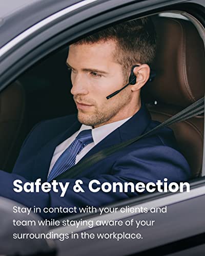 (AfterShokz) OpenComm - Bone Conduction Open-Ear Stereo Bluetooth Headset with Noise-Canceling Boom Microphone - Wireless Headset for Mobile Use, with Bookmark