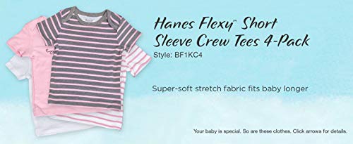 uni  baby Ultimate Flexy 4 Pack Short Sleeve Crew Tees T Shirt Set, Pink/Pink Stripe, 18-24 Months US