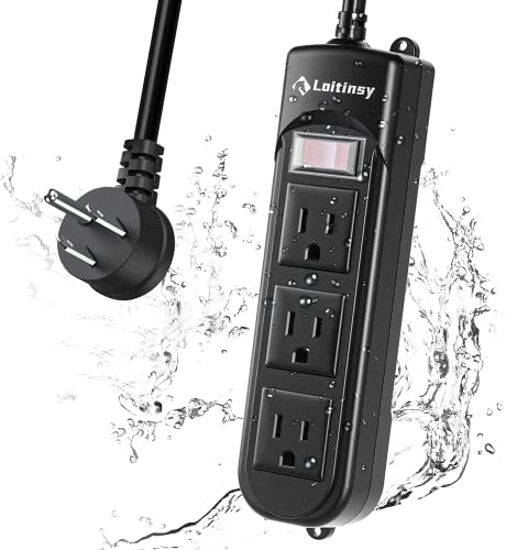 Outdoor weatherproof power strip with 3 outlets and 6.5 ft cord