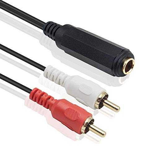 1/4 inch to RCA Cable 5 feet, 6.35mm 1/4 inch TRS Stereo Jack Female to 2 RCA Male Y Splitter Headphone Adapter Cable(635F-2RCAM)