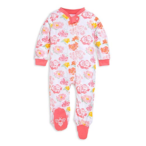 Girls' Sleep and Play PJs, 100%  Cotton One-Piece Romper Jumpsuit Zip Front Pajamas, Rosy Spring, 6-9 Months