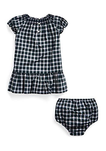 Baby Girls Smocked Plaid Dress and Bloomer 2 Piece Set (Green Pink Multi(2001), 3 Months)