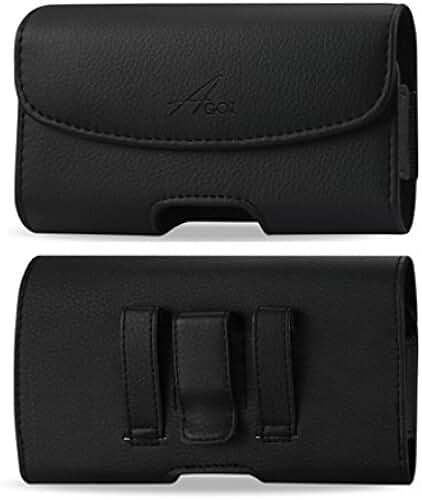 Leather Phone Pouch with Belt Clip for Jitterbug Smart 2 and 3