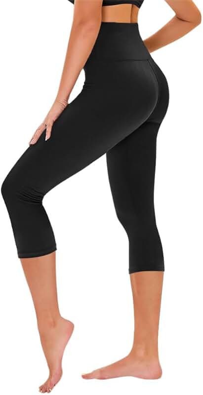 High Waist Tummy Control Black Yoga Leggings with Pockets