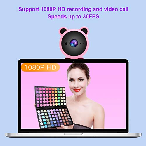 USB Computer Camera - 1080P HD Webcam - Video Recording Digital Webcam - Built in Microphone - for Live Broadcast, Video Meeting, Gaming(Pink)