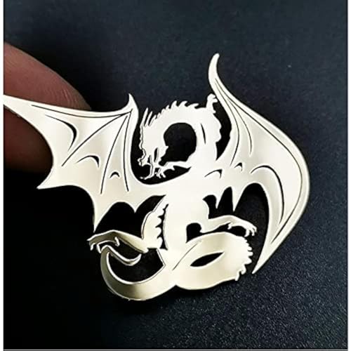 Set of two gold metal dragon badge decals