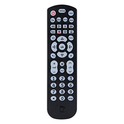 Backlit Universal Remote Control for Samsung, Vizio, LG, Sony, Sharp, Roku, Apple TV, TCL, Panasonic, Smart TV, Streaming Players, Blu-Ray, DVD, 4-Device, Black, 40081