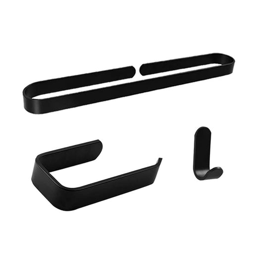 Bathroom Hardware Set Aluminum Black Wall Hanging Bathroom U-Shaped Towel Rack Bathrobe Single Hook Roll Paper Hook