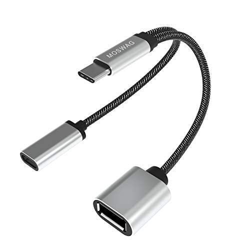 USB C OTG Adapter USB Type C Splitter with USB C Female and USB A Female Compatible with Chromecast with Google TV/Samsung S21 S20 S20+ Ultra/Google Pixel 5 4 4 XL 3 3 XL/LG V40 V30 G6 G8