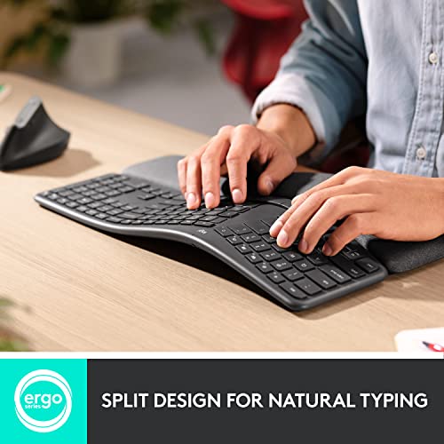 ERGO K860 Wireless Ergonomic Keyboard - Split Keyboard, Wrist Rest, Natural Typing, Stain-Resistant Fabric, Bluetooth and USB Connectivity, Compatible with Windows/Mac