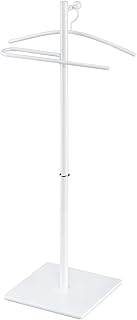 White freestanding valet stand with hanger and trouser bar