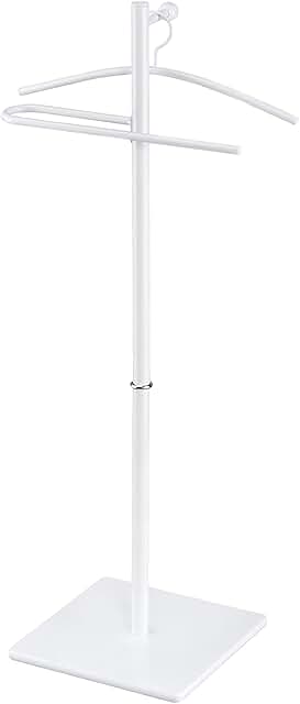 White freestanding valet stand with hanger and trouser bar