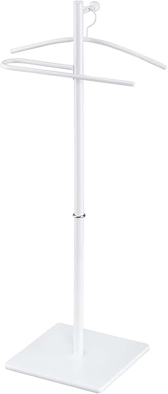 White freestanding valet stand with hanger and trouser bar