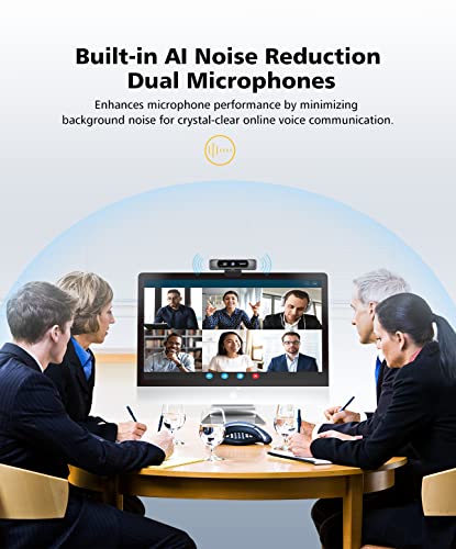 4K UHD Webcam with Built-in AI Noise Reduction Dual Microphones,120 Wide Angle Zoomable Webcam with Remote and Software Control for Conferencing/Streaming/Online Teaching/Video Calling