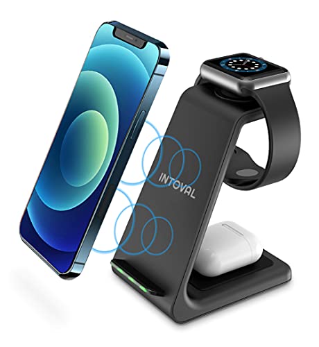 Wireless Charging Station, 3 in 1 Charger for Apple iPhone/iWatch/Airpods,iPhone 14,13,12,11 (Pro,Pro Max)/XS/XR/XS/X/8(Plus),iWatch 8/Ultra/7/6/SE/5/4/3/2,Airpods Pro2/Pro1/3/2/1 (A3,Black)