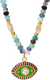 Evil Eye Beaded Necklace with Natural Nepalese Stones
