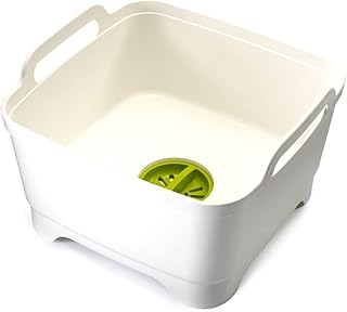 White 9L Kitchen Dish Tub with Handles and Drain