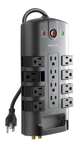 Surge Protector w/ Rotating & Standard Outlets + 8ft Sturdy Cord with Flat Pivot Plug for Home, Office, Travel, Desktop & Charging Brick, 4320 Joules