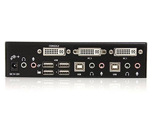.com 2 Port DVI KVM Switch - USB DVI Dual Link - Hot-key & Audio Support - 1920x1200 KVM Switch - KVM Video Switch (SV231DVIUA),Black