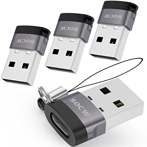 USB C to USB Adapter (4 Pack) ,USB-C Female to USB Male, Type C to USB A Converter Compatible with Apple MagSafe, iPhone 11 12 13 Pro Max, Samsung Galaxy Note,Google Pixel etc, Grey