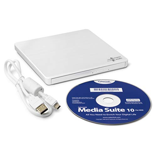 '-LG GP60 External DVD Drive, Slim Portable DVD Burner/Writer/Player for Laptop, Windows and Mac OS Compatible, USB 2.0, 8X Read/Write Speed - White