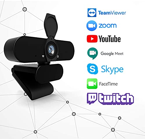 Webcam with Microphone & Privacy Cover, Full HD 1080P/30fps USB Streaming Web Camera for Desktop PC, Laptop & Mac, 110 Degree Wide Angle & Noise Cancellation Face Cam for Video Recording