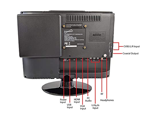 SC-1312 LED Widescreen HDTV & Monitor 13.3", Built-in DVD Player with HDMI, USB, SD & AC/DC Input: DVD/CD/CDR High Resolution and Digital Noise Reduction