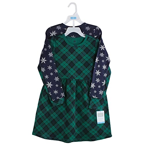 Infant and Toddler Girl Cotton Dresses Black Watch Plaid, 0-3 Months