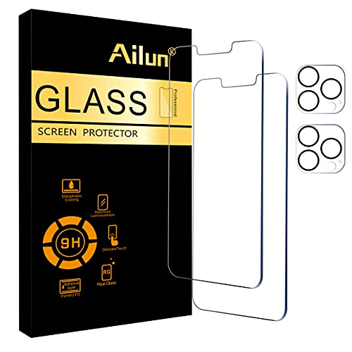 Two 6.7-inch tempered glass screen protectors for iPhone 13 Pro Max with camera lens protectors