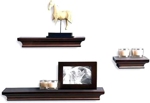 Set of 3 Floating Wall Shelves with Invisible Brackets