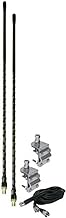4-foot black fiberglass CB antenna kit with mirror mounts