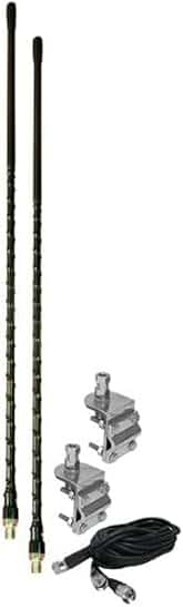 4-foot black fiberglass CB antenna kit with mirror mounts