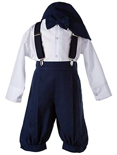 Little Boys  Suspender Knickers with hat 3-6mos Navy