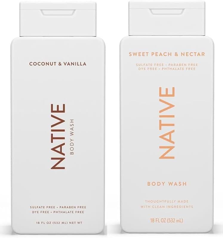 Native Body Wash 2-Pack: Coconut & Vanilla, Peach & Nectar
