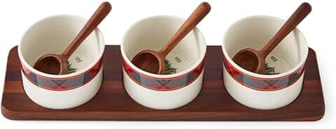 Christmas Tree Condiment Set with Bowls and Tray
