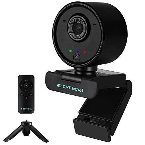 AI Auto Tracking Webcam with Microphone, 1080P Computer Camera with Remote Control for Calls/Conference/Streaming, YouTube/Zoom/Skype