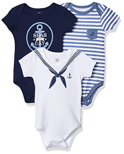Unisex Baby Cotton Bodysuits, Sailor, 0-3 Months
