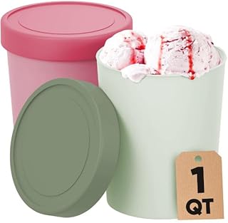 Set of 2 Reusable 1 Quart Ice Cream Storage Containers