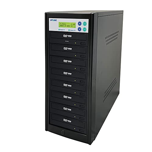 1 to 7 24X Burner M-Disc Support CD DVD Duplicator - Standalone Copier Duplication Tower (Model: OPTO-S7T-DVD-BK)
