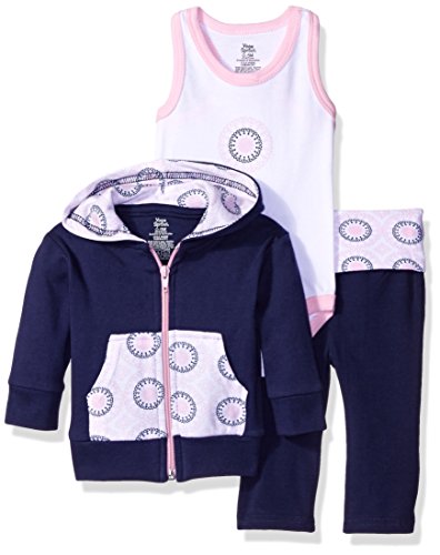 Baby-Boys 3 Piece Hoodie Bodysuit and Pant Set, Ornamental, 0-3 Months