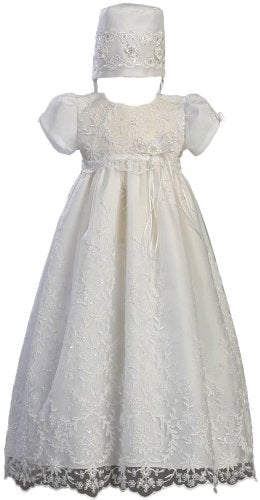 Embroidered Tulle Christening Baptism -Size S (3-6 Months)